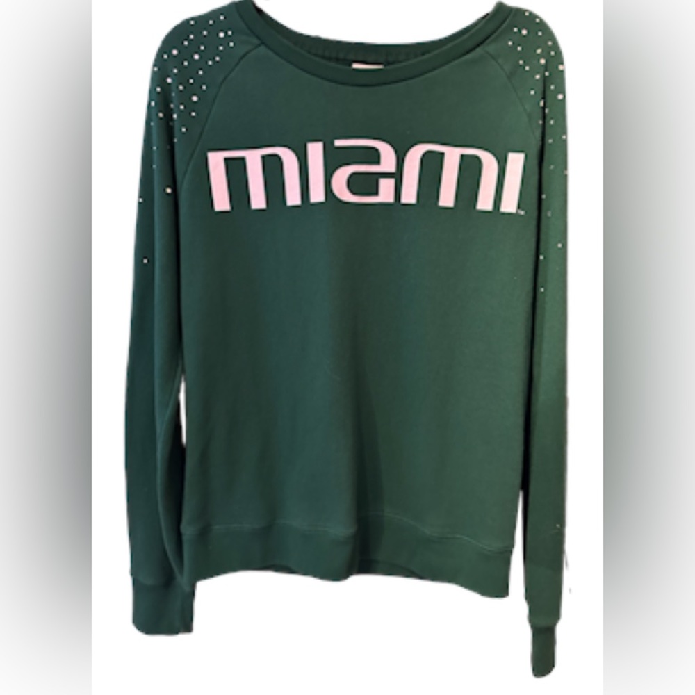 Y2K Collegiate Victoria's Secret PINK Miami Hurricanes sweatshirt with Bling. M